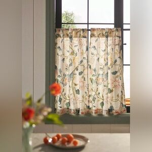 Anthropologie Cafe Curtains in Hattie Printed Foral — Organic Cotton NWT